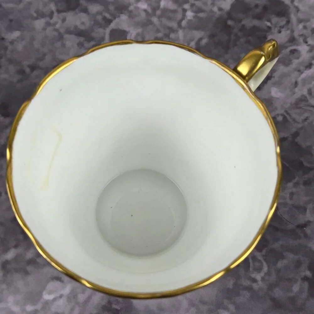 Vintage Porcelain 3 Piece Set Cup, Saucer, Snack Plate Floral Pattern Gold Trim
